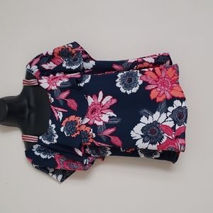 Tropical Open Shoulder Blouse Blue Floral Size Small